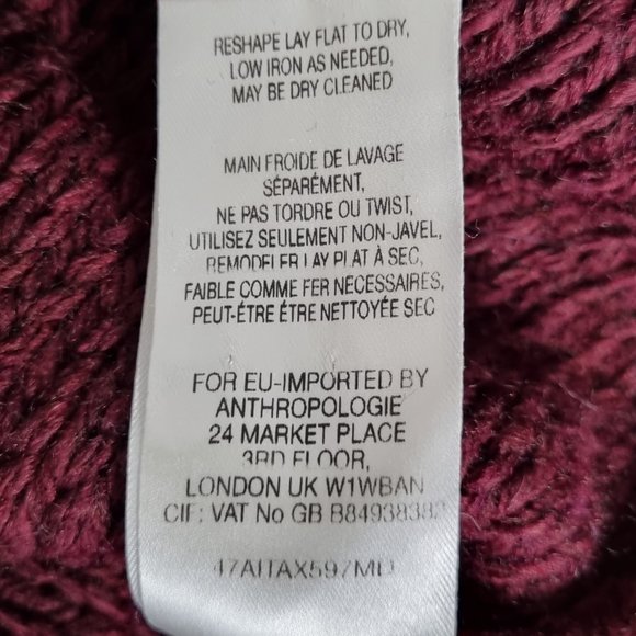 Anthropologie Moth Cowl Neck Cable Knit Sweater Size S - Picture 7 of 7